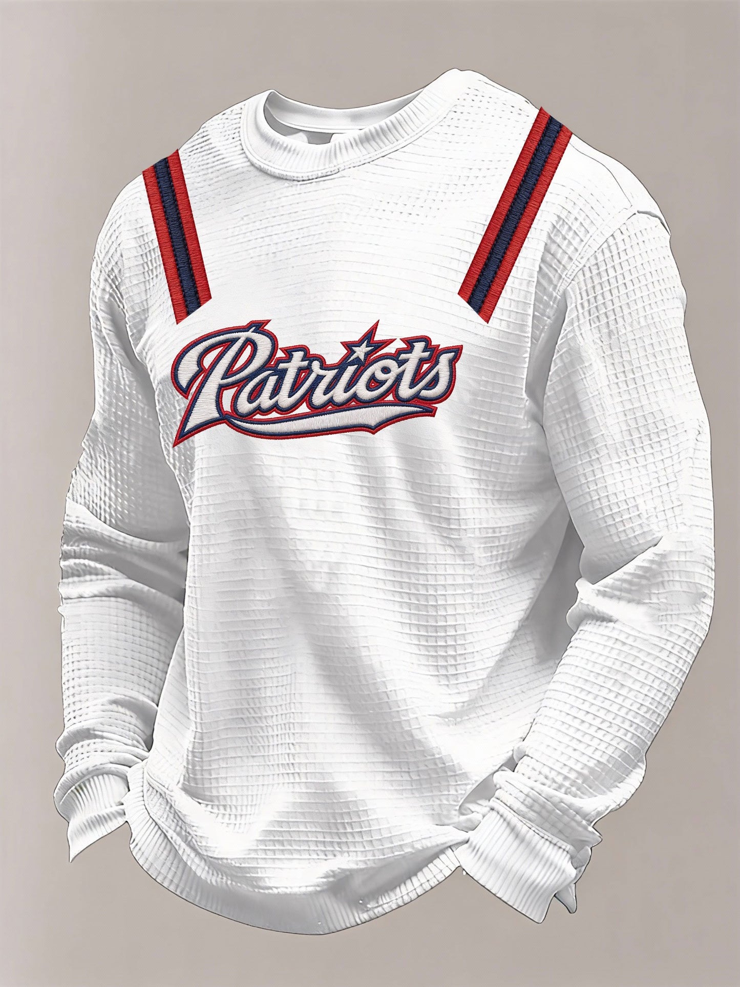 🏈Men’s Football Graphic Waffle Knit Long Sleeve Crewneck T-Shirt