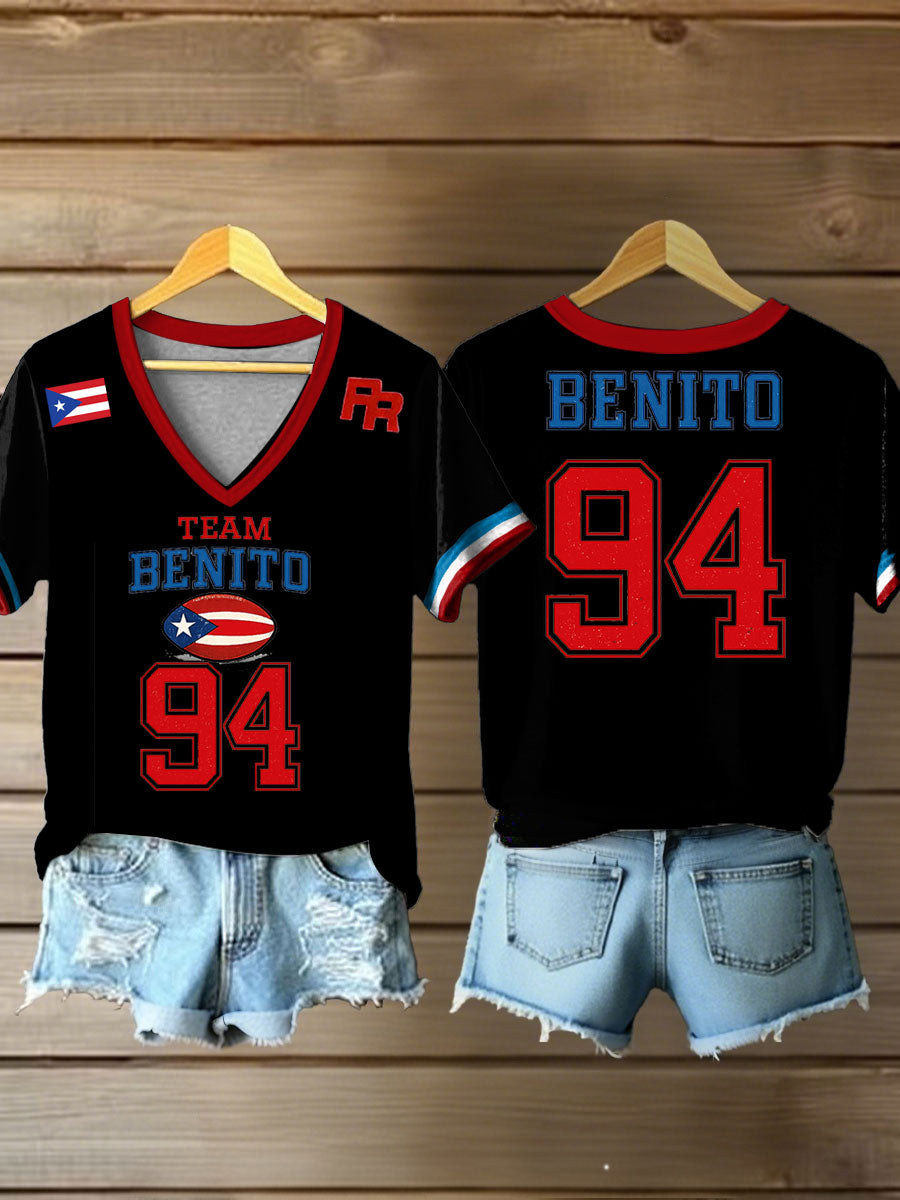 Women's Bunny Football Music Lover Printed short-sleeved T-shirt