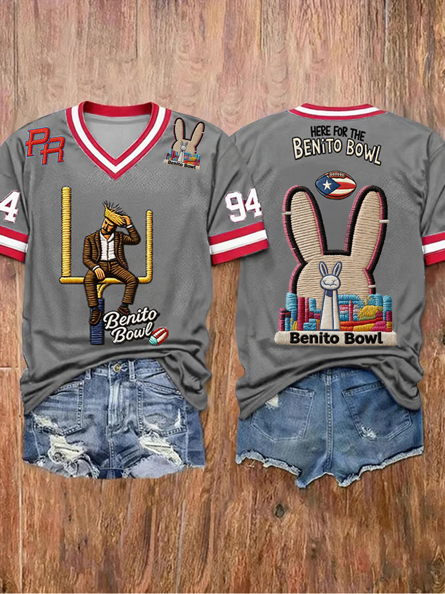 Women's Bunny Football Music Lover Printed short-sleeved T-shirt