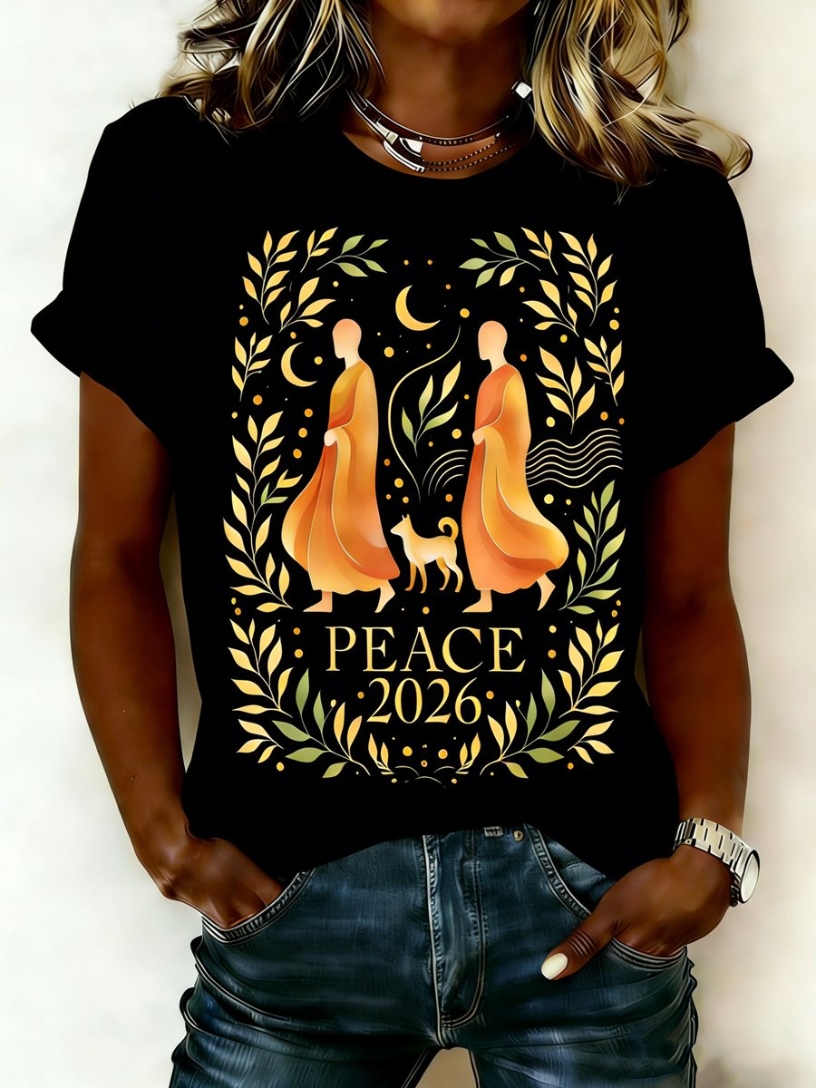 Women's Casual Walk For Peace Printed T-shirt