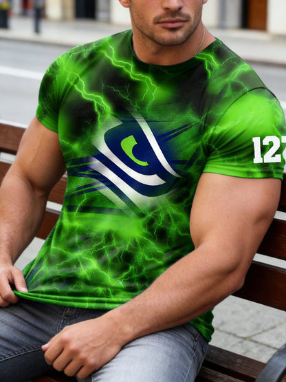 "12th Man" Seattle Seahawks Spirit: Men's Lightning Strike Game Day Tee