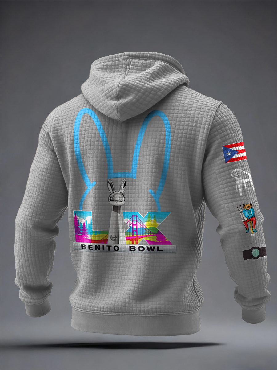 Unisex Bunny Football Music Lover Printed Hoodie