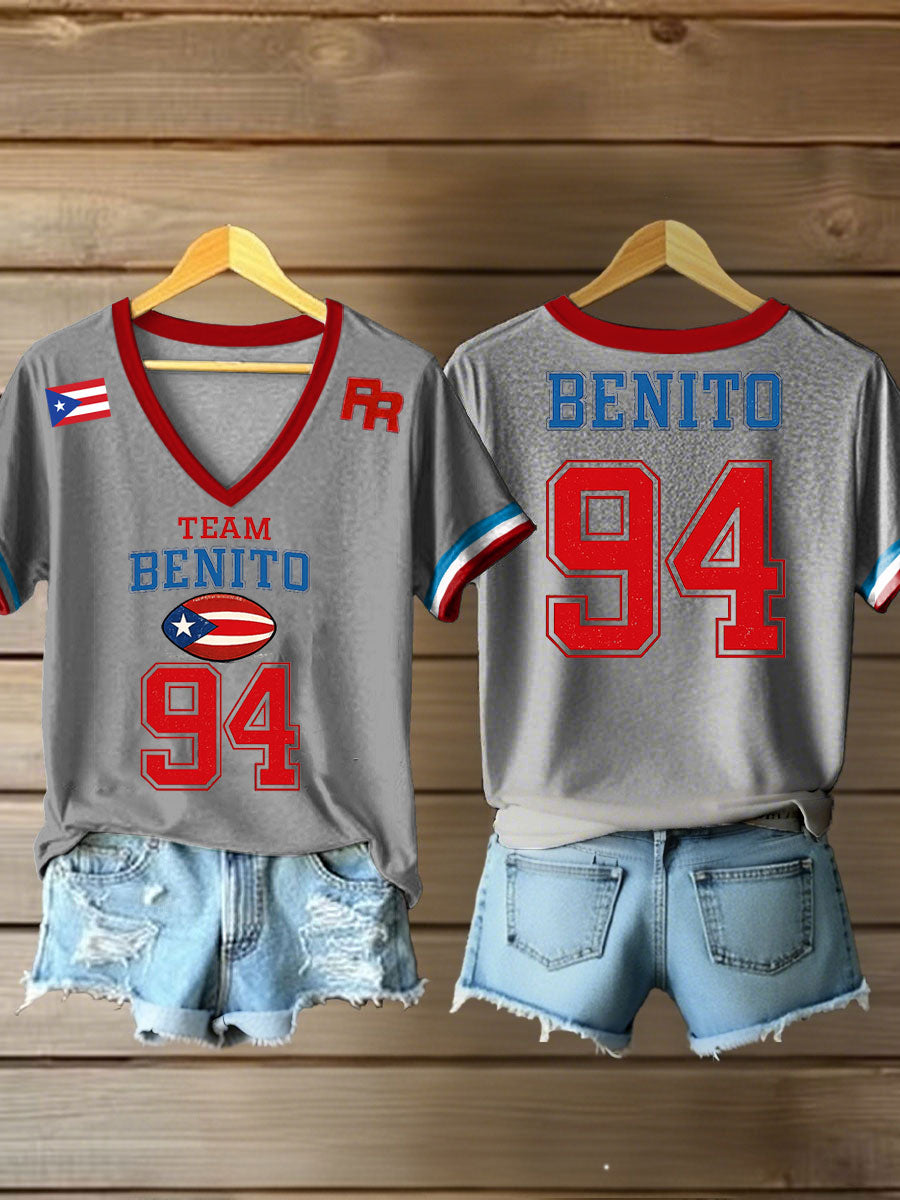 Women's Bunny Football Music Lover Printed short-sleeved T-shirt