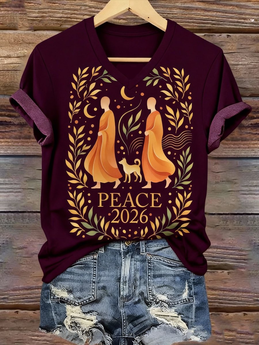 Women's Casual Walk For Peace Printed T-shirt