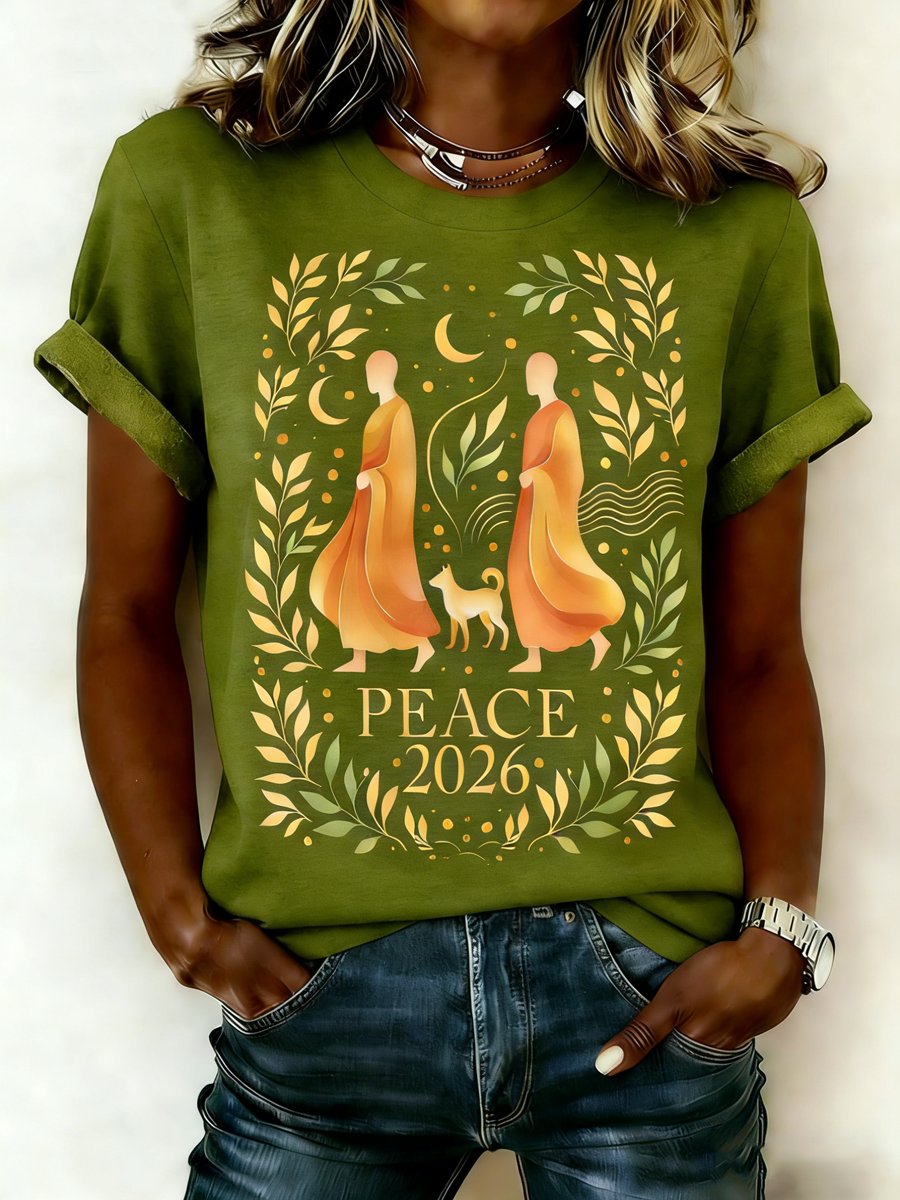 Women's Casual Walk For Peace Printed T-shirt