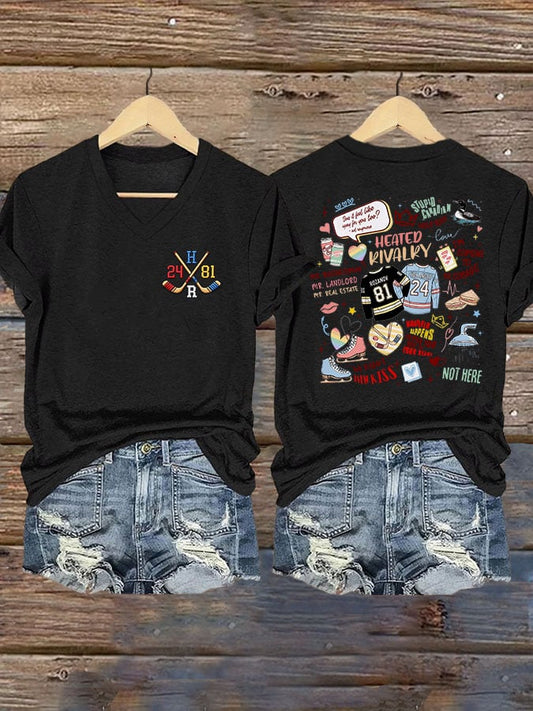 Women's Hockey Romance Print T-Shirt