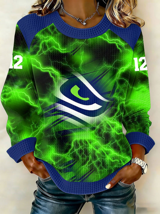 Women's Football Print Long-Sleeved Sweatshirt