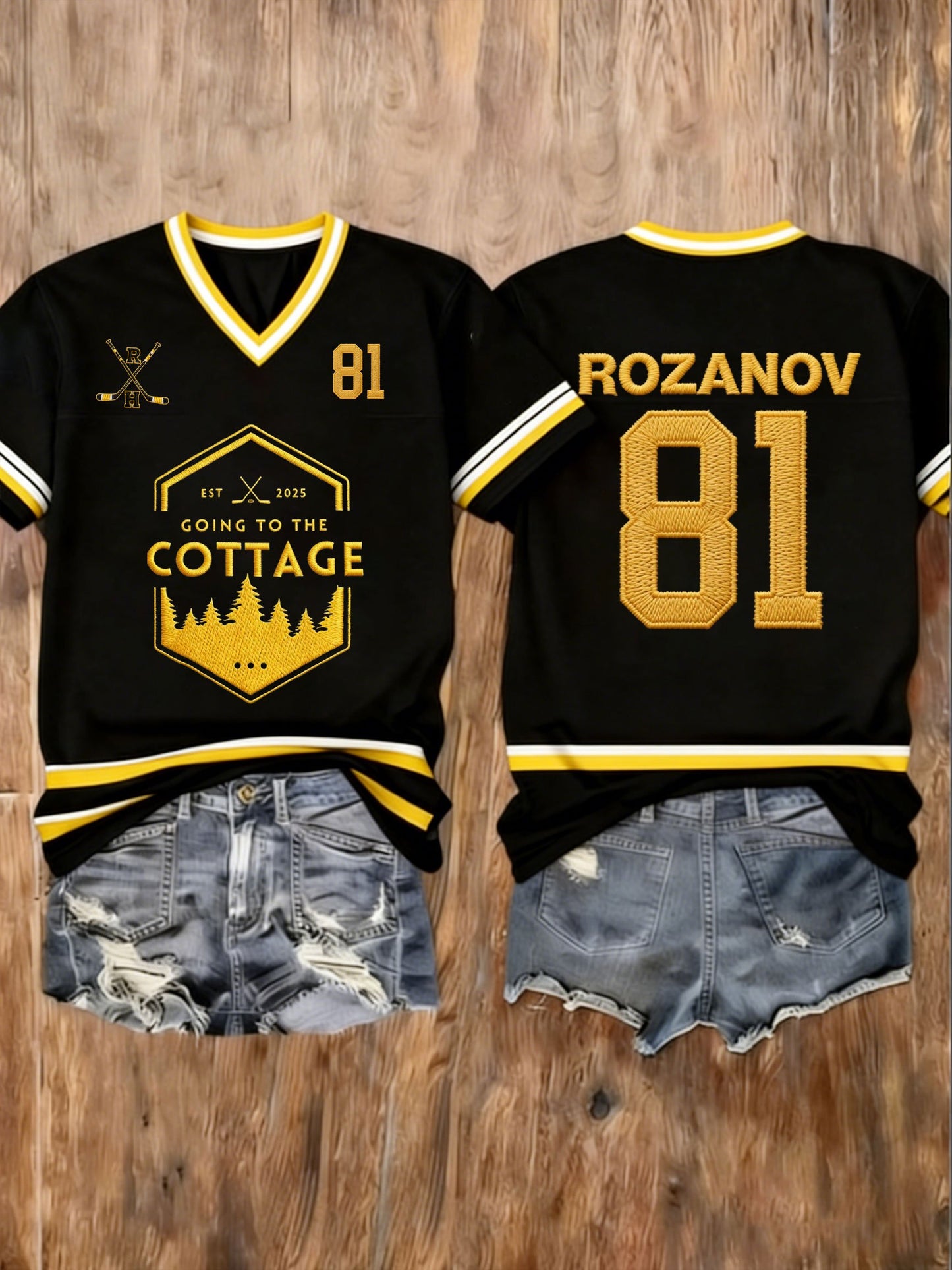 Women's Hockey Romance Rivalry V-neck T-shirt